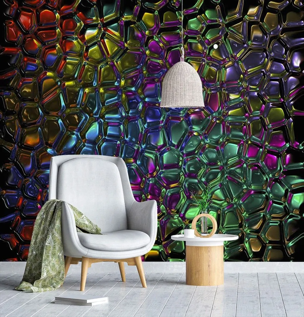 Фотообои в интерьере цветная мозаика  9-1429 фото