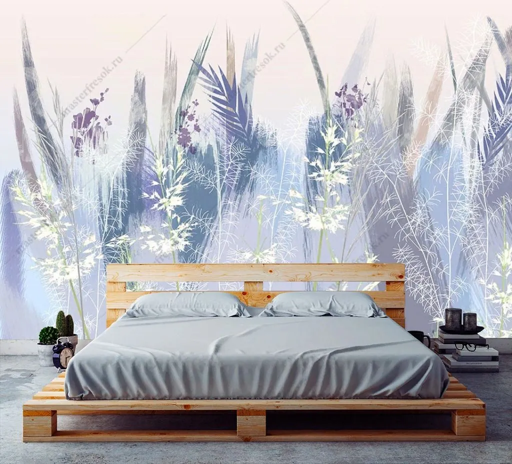 Фотообои в интерьере абстракция полевые цветы  9-1806 фото