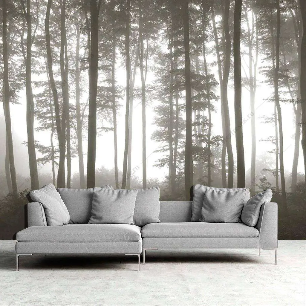 Фотообои в интерьере туманный лес  9-1133 фото