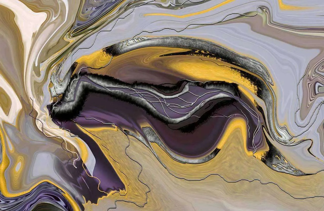 Фотообои в интерьере флюид арт - золотая лихорадка  13-027 фото