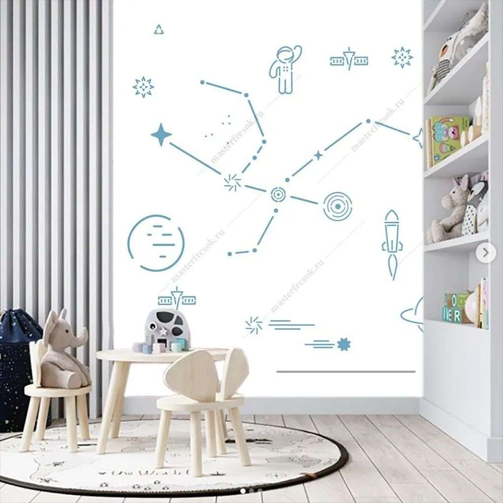 Фотообои в интерьере в детскую космос минимализм   14-712 фото