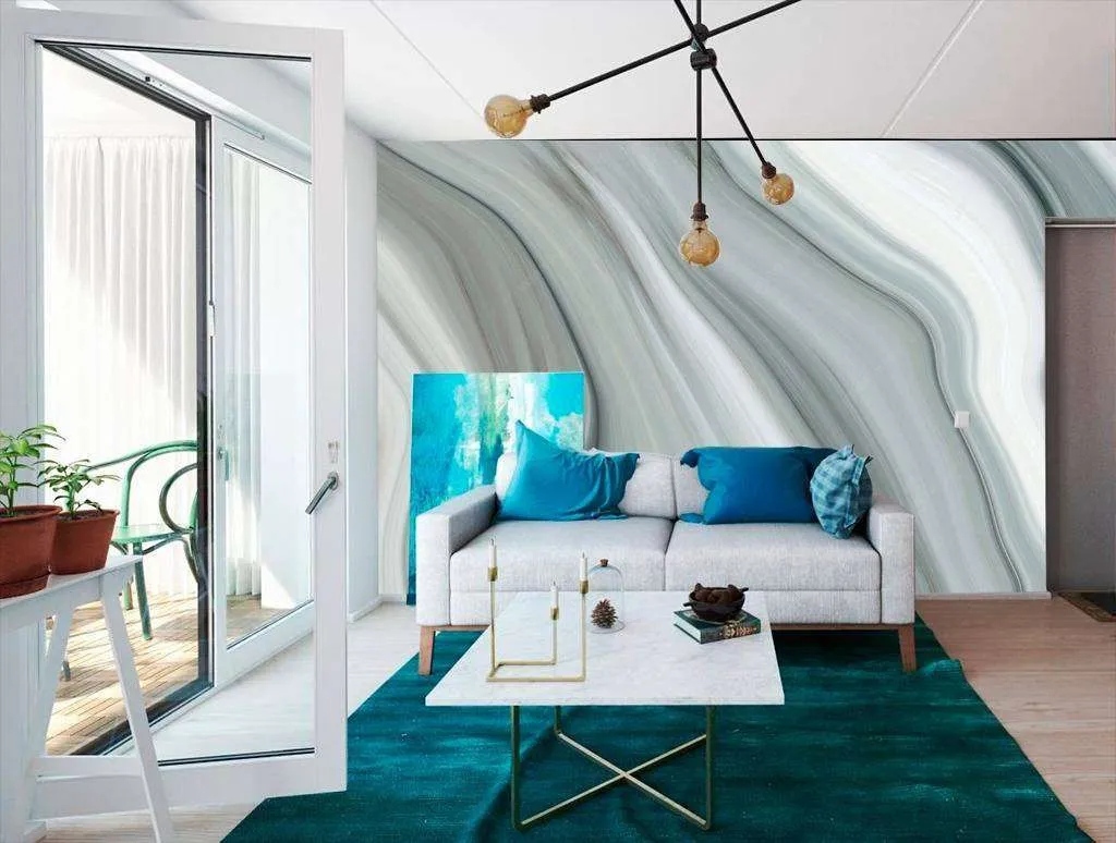 Фотообои в интерьере флюид арт - жемчужный фон  9-940 фото