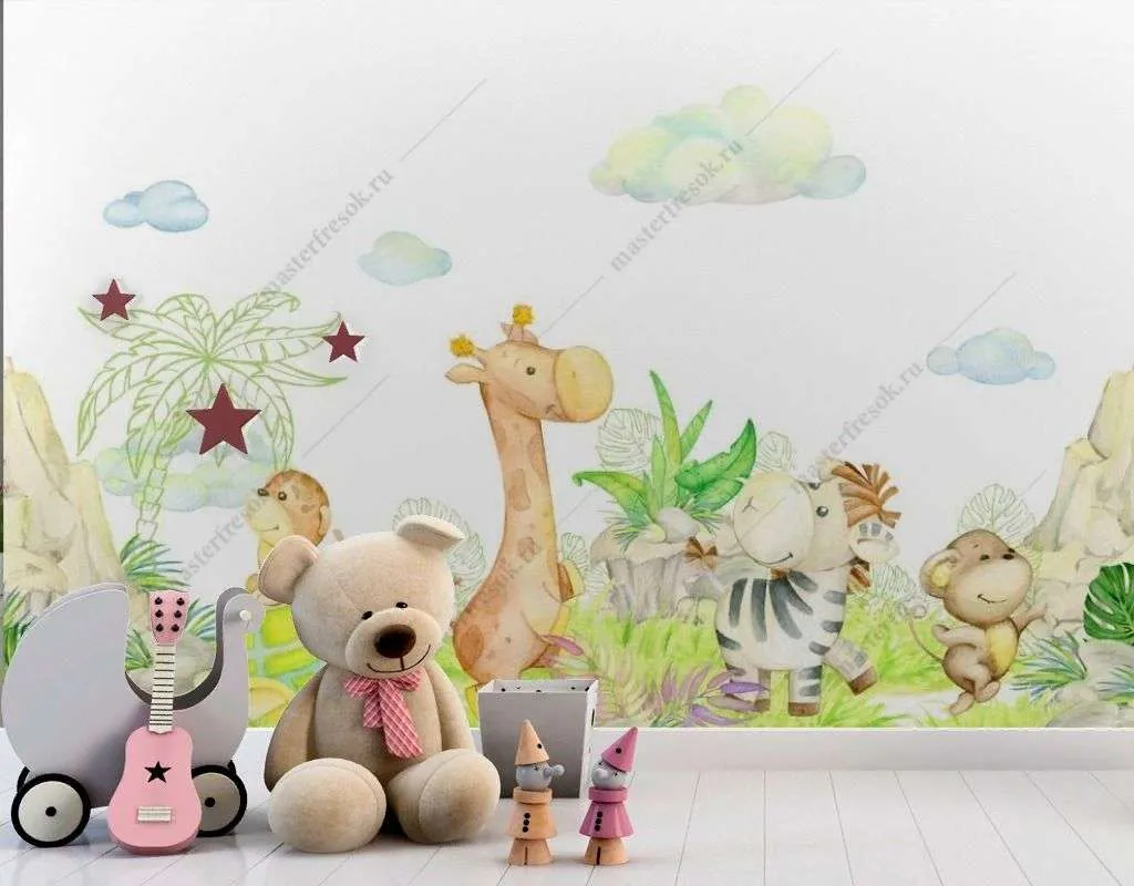 Фотообои в интерьере веселый жираф  14-605 фото