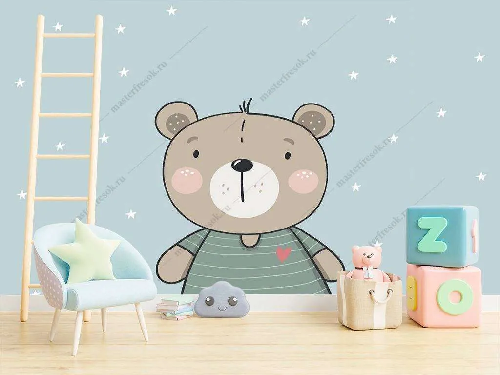 Фотообои в интерьере мишка  12-878 фото