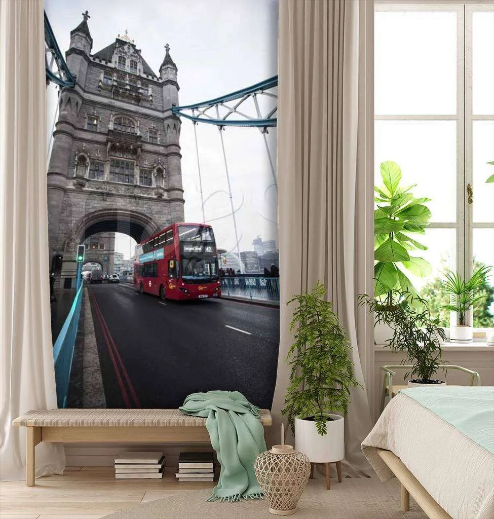 Фотообои в интерьере красный автобус на тауэрском мосту  9-560 фото
