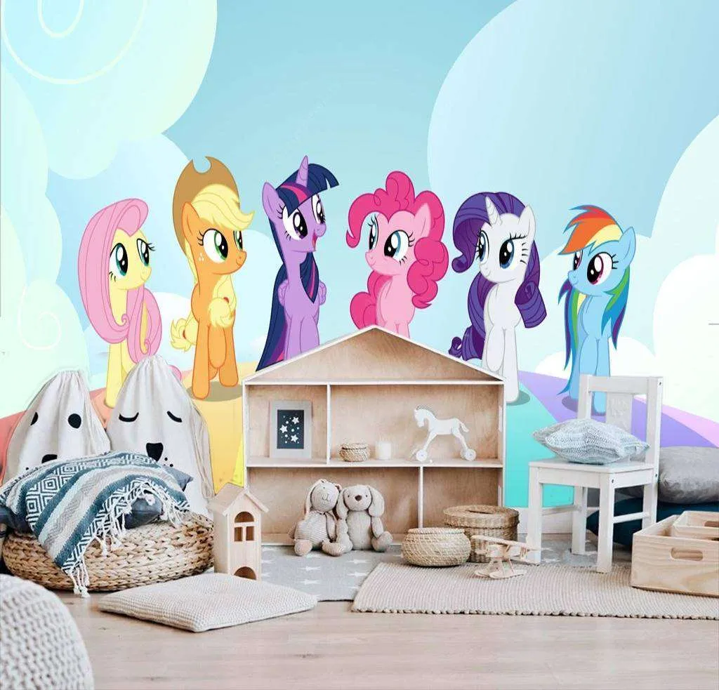 Фотообои в интерьере пони на радуге  12-612 фото