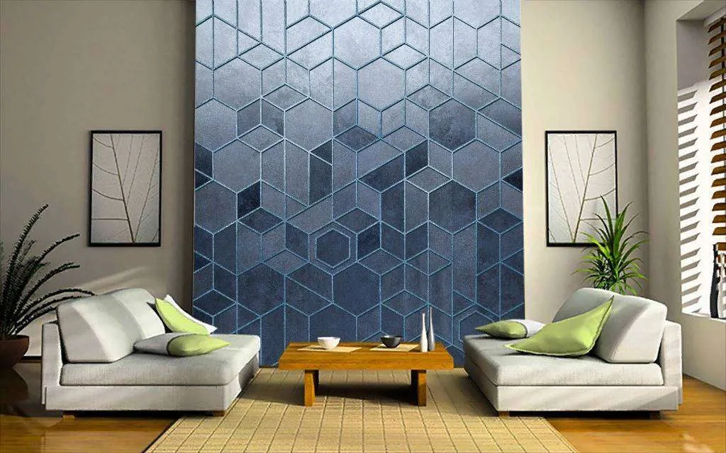 Фотообои в интерьере шестиугольная плитка  10-773 фото