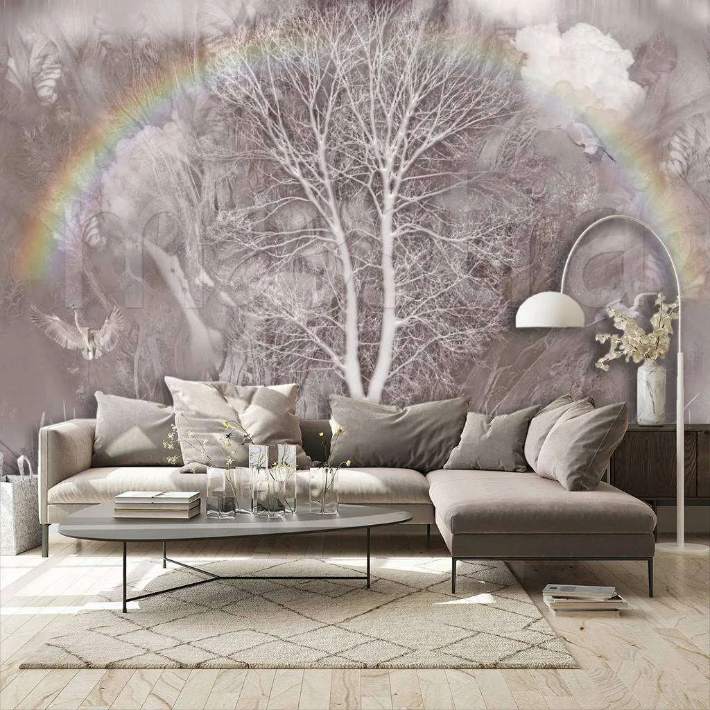 Фотообои в интерьере коричневое дерево  7-920 фото