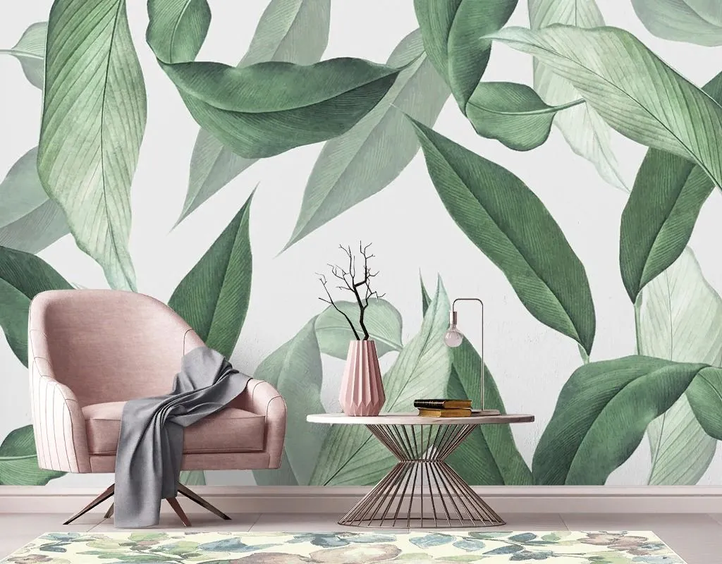 Фотообои в интерьере зеленые лепестки  9-2055 фото