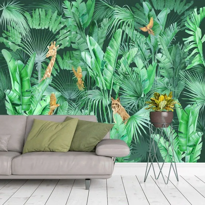 Фотообои в интерьере тропики и попугаи  13-710 фото