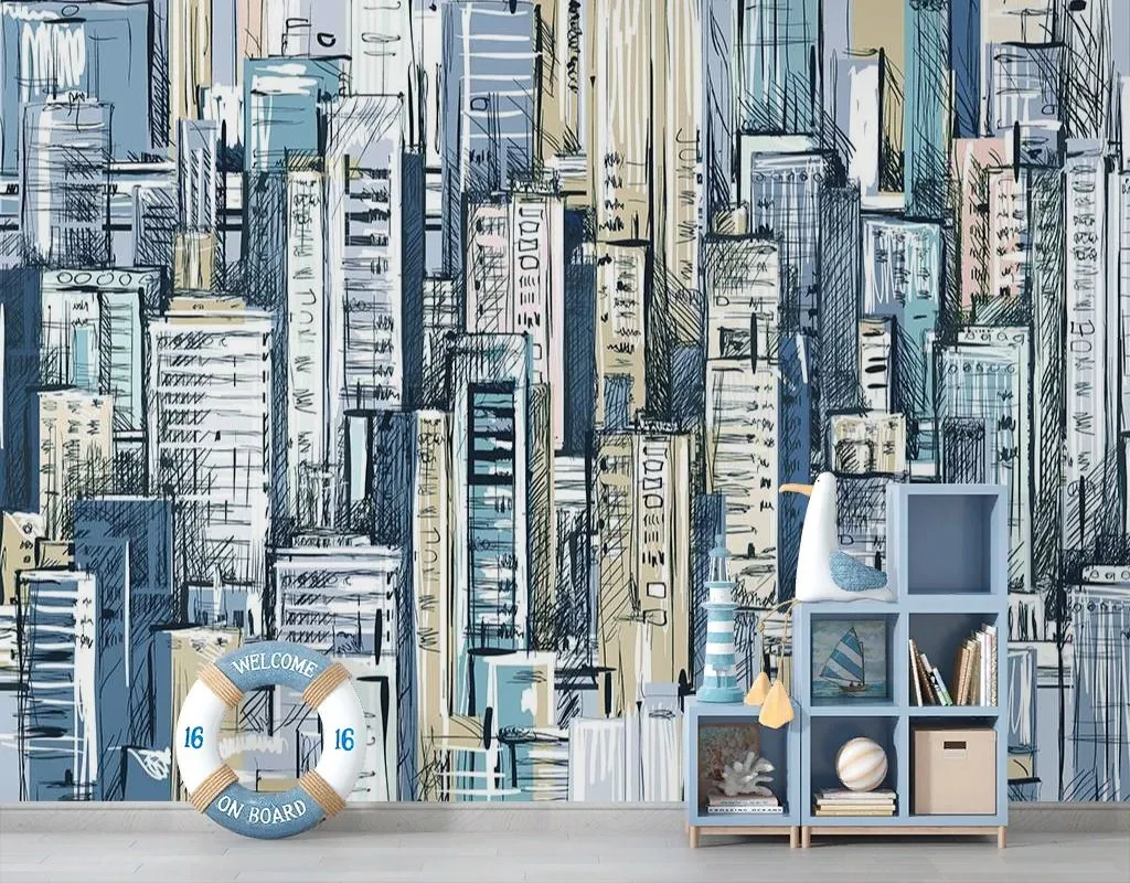 Фотообои в интерьере город современный рисунок  9-1925 фото