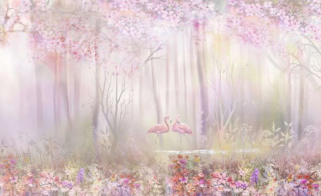 Фотообои в интерьере нежный лес  13-150 фото