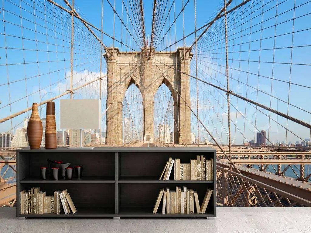 Фотообои в интерьере пешком по бруклинскому мосту  9-843 фото