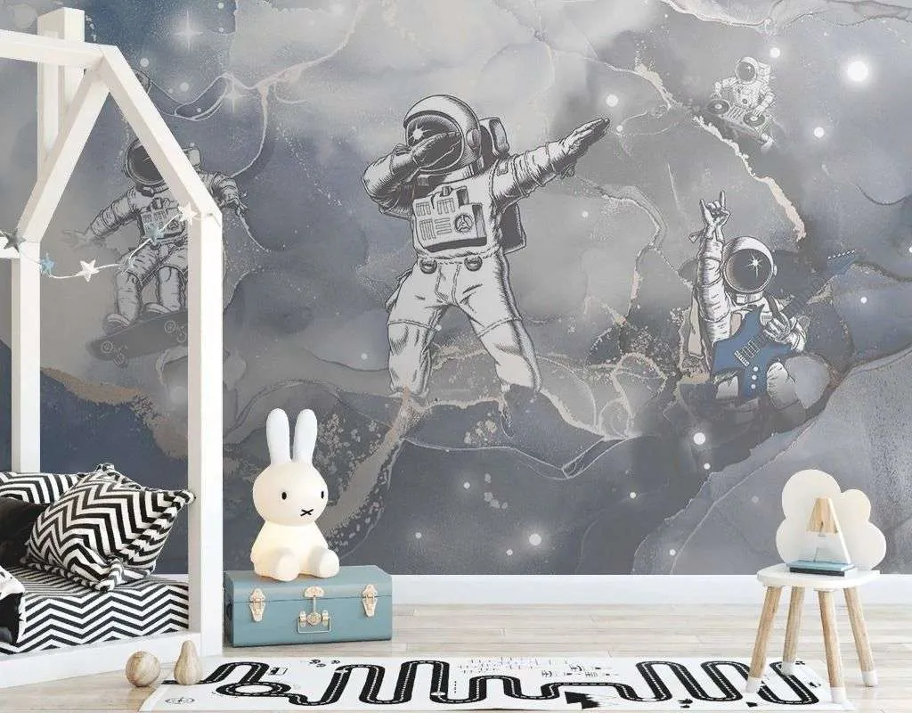 Фотообои в интерьере детские. космонавты в космосе  12-1630 фото