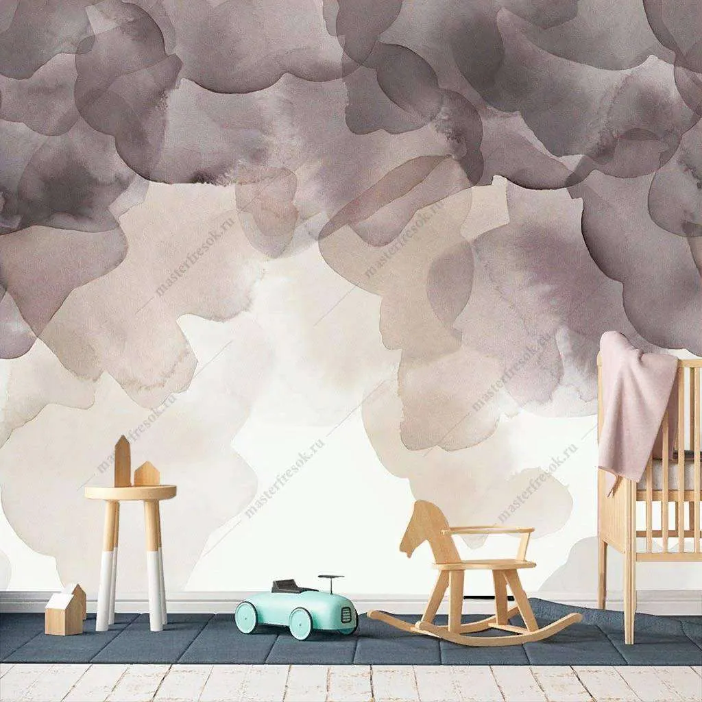 Фотообои в интерьере акварельные лепестки  9-1216 фото