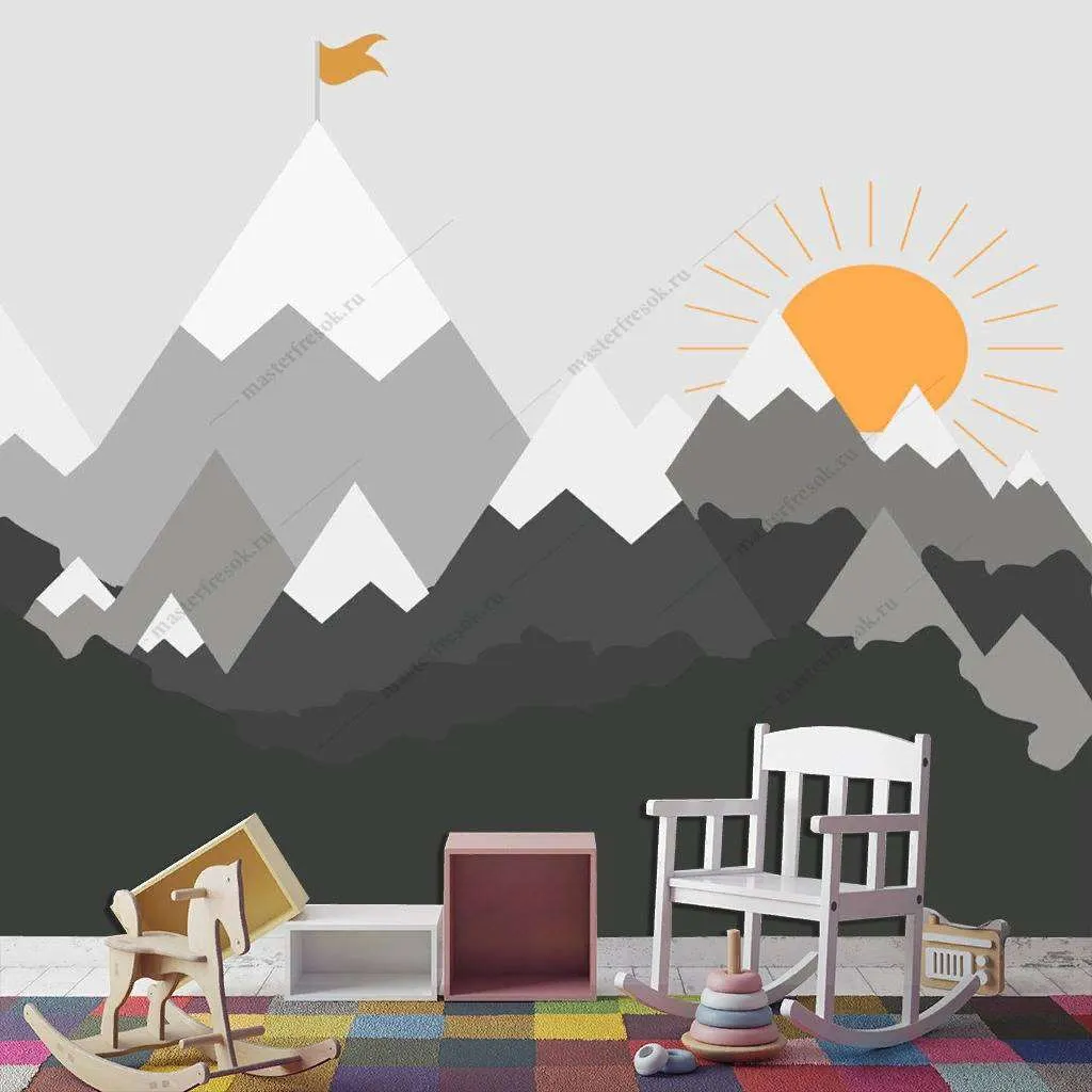 Фотообои в интерьере темные горы  12-839 фото