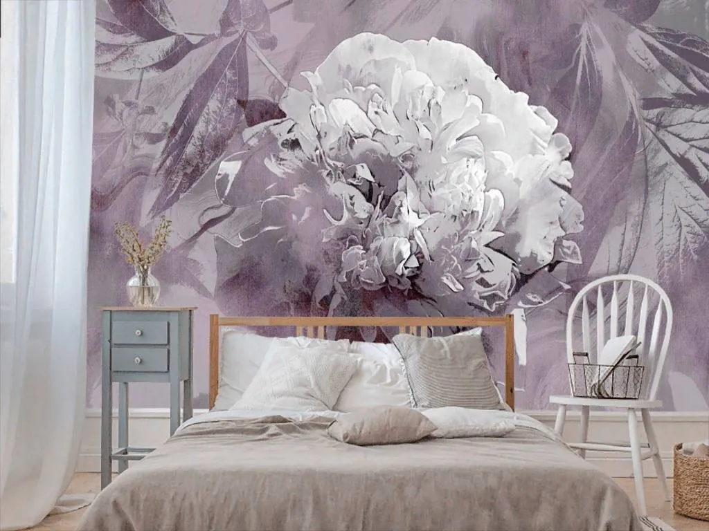 Фотообои в интерьере живописный пион  13-276 фото