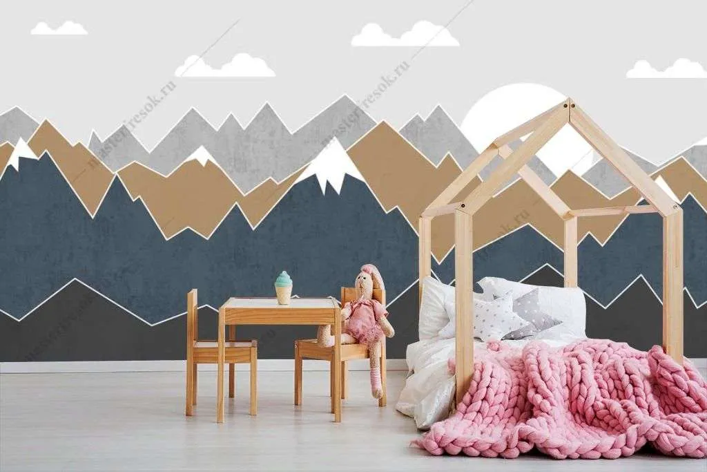 Фотообои в интерьере цветные горы  14-250 фото