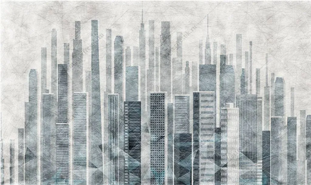 Фотообои в интерьере акварельный город  15-867 фото