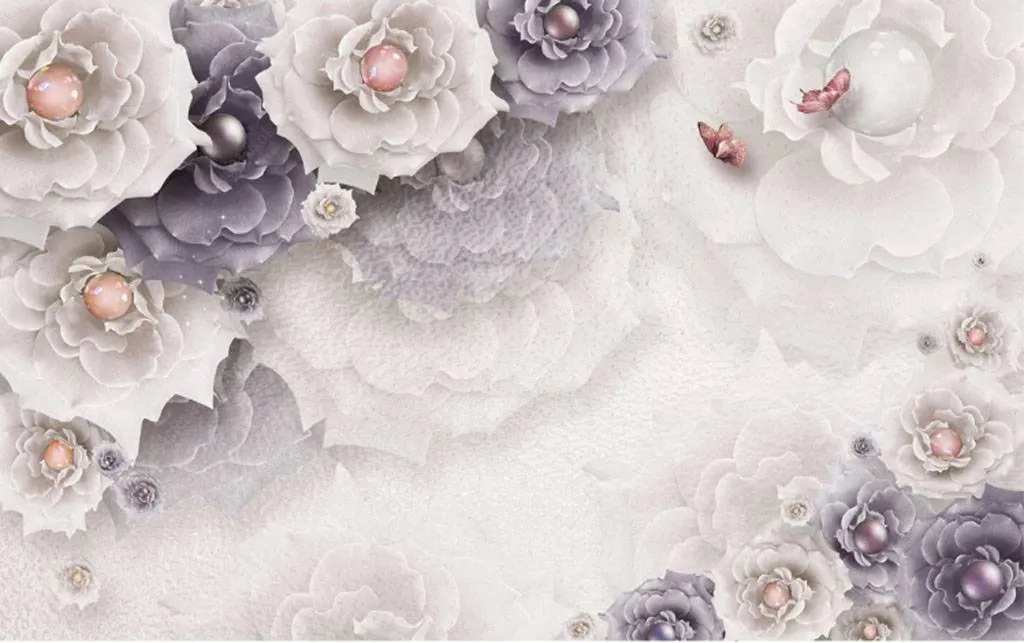 Фотообои в интерьере разноцветный жемчуг в цветах  15-793 фото