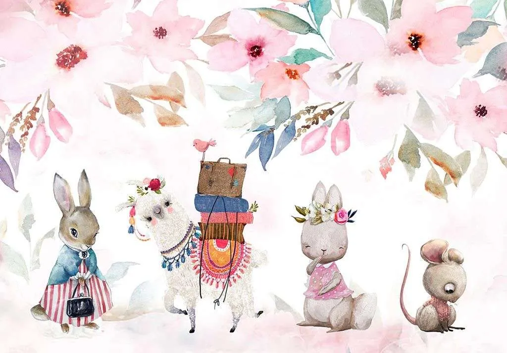 Фотообои в интерьере детская иллюстрация с животными  14-008 фото