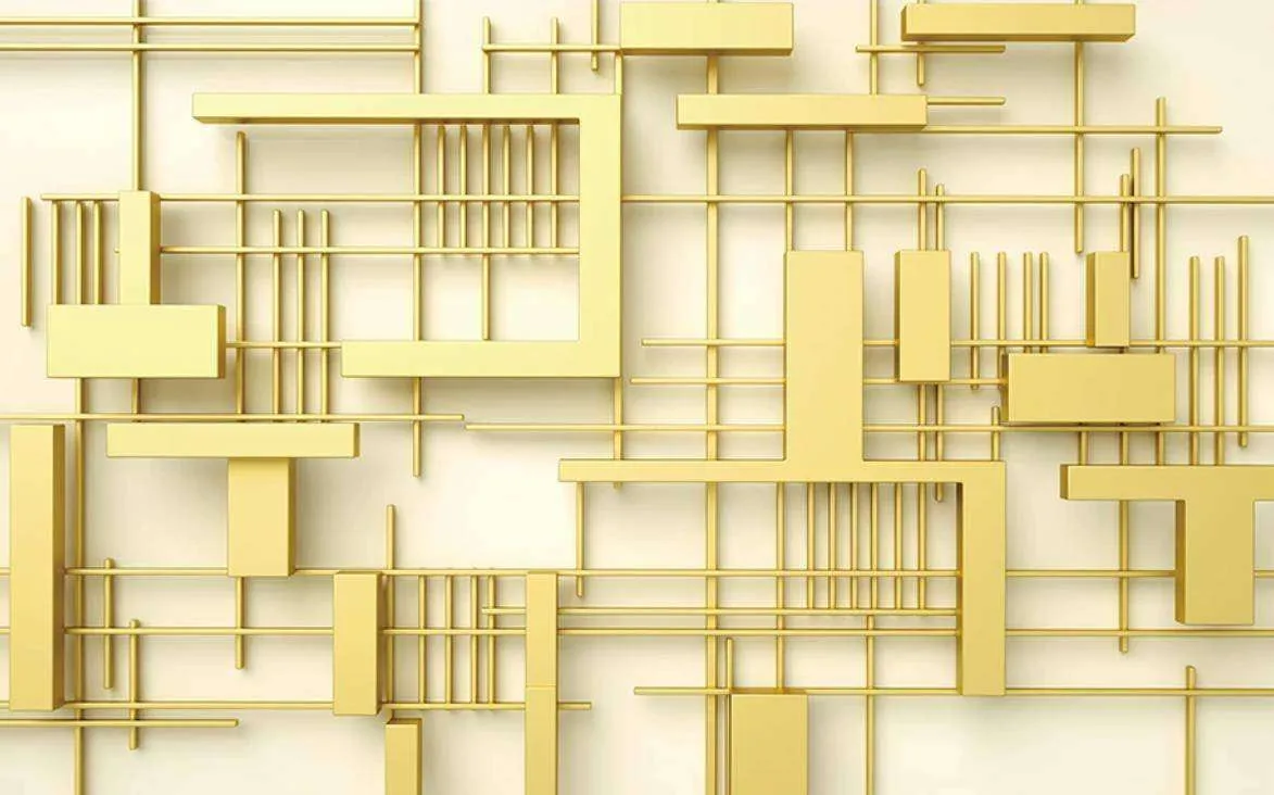 Фотообои в интерьере трехмерная золотая стена  15-423 фото