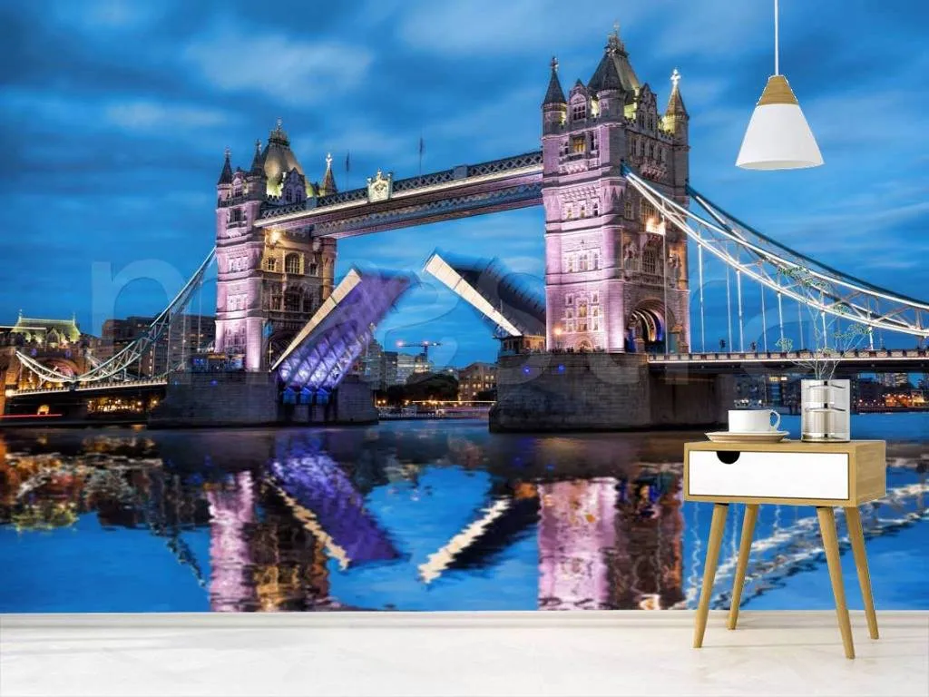 Фотообои в интерьере тауэрский мост в ночи  9-678 фото