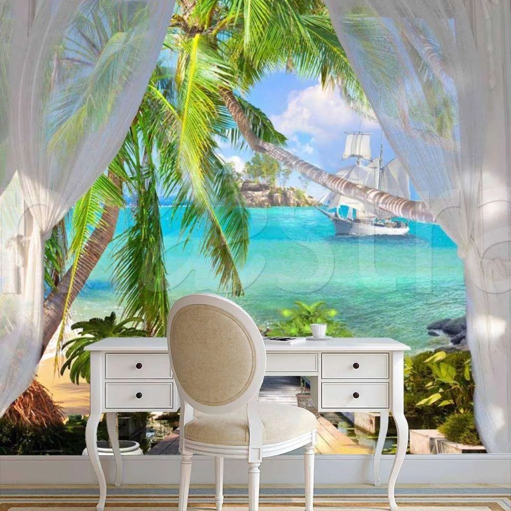 Фотообои Бесшовные обои на стену:  Тропический пляж. Артикул: 5-081  