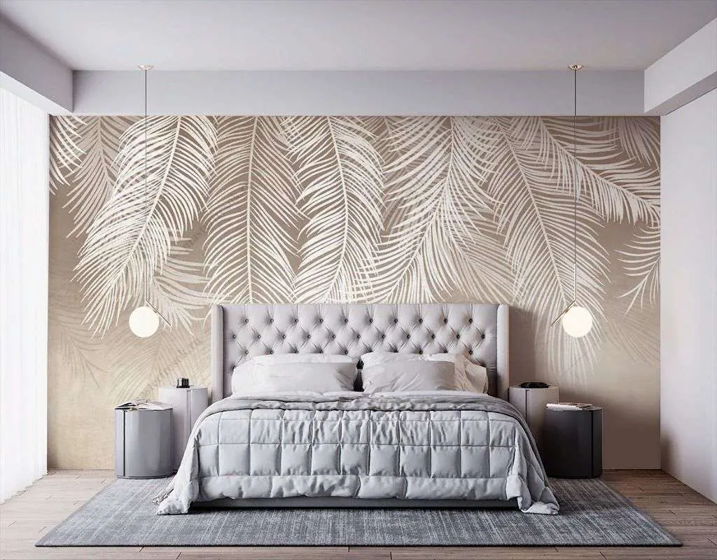 Фотообои в интерьере ветви на бежевом фоне  9-1729 фото