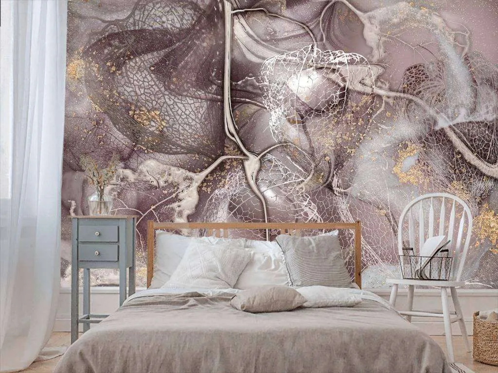 Фотообои в интерьере физалис акварелью  13-205 фото