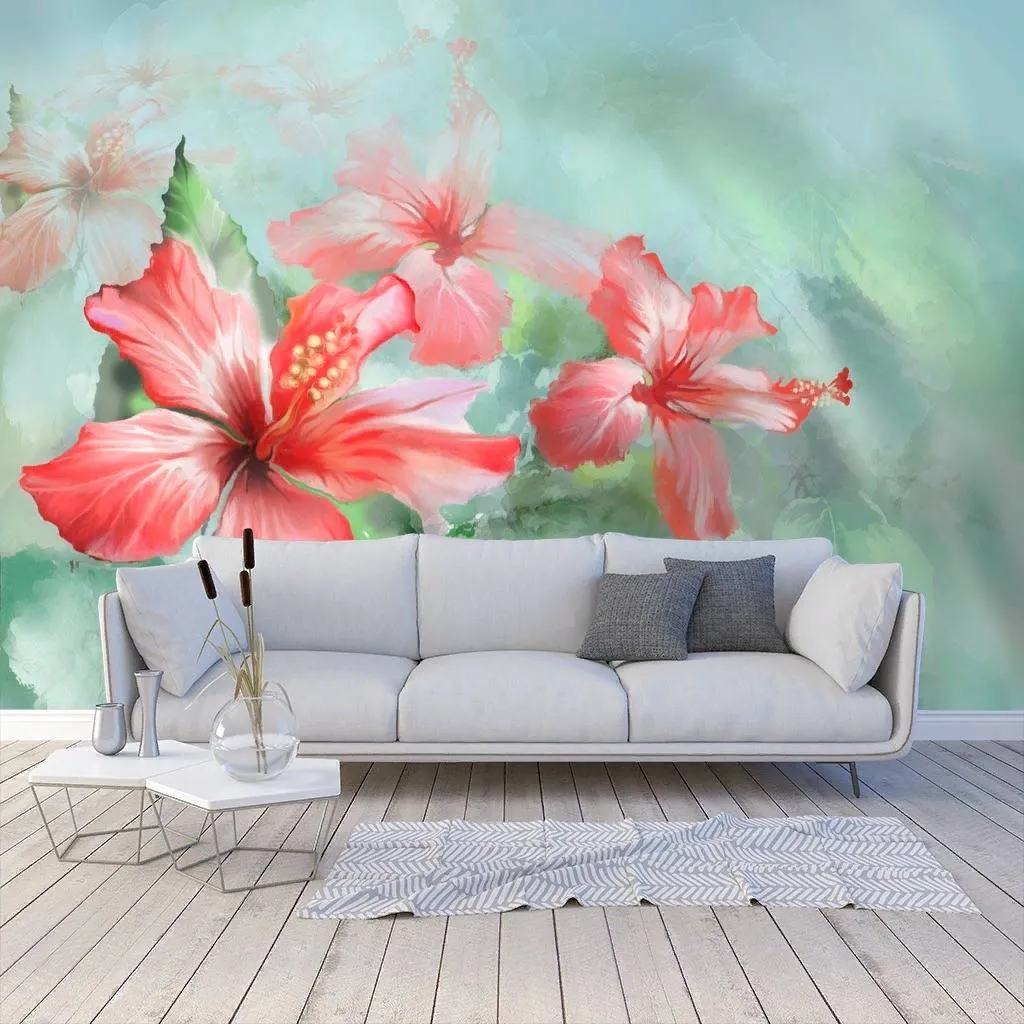 Фотообои в интерьере гибискус розовый  13-280 фото