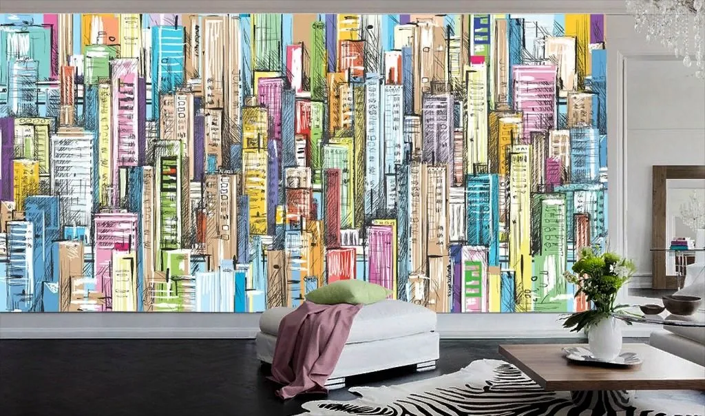 Фотообои в интерьере 3д город рисунок  9-1935 фото