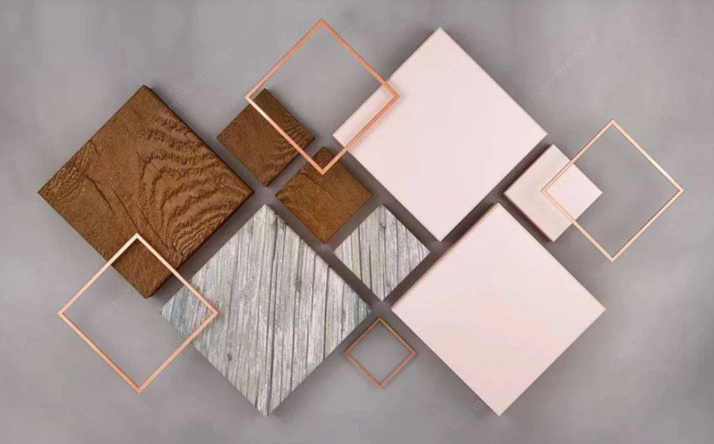 Фотообои в интерьере цветные ромбы  15-591 фото