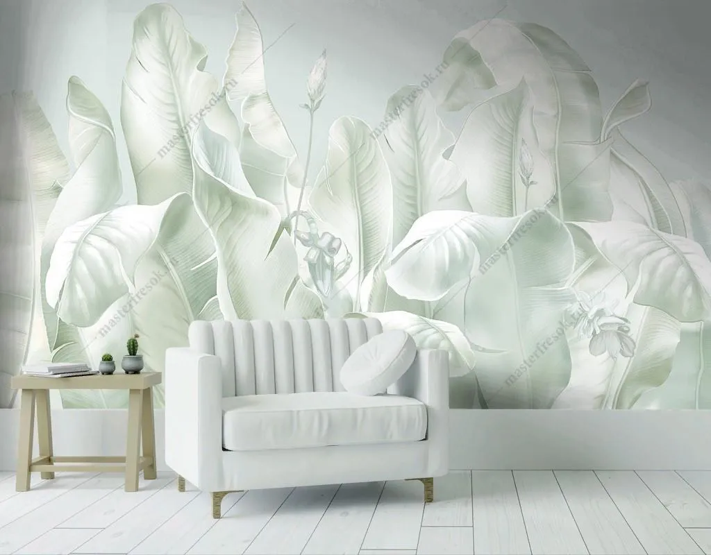 Фотообои в интерьере листья банановой пальмы  13-562 фото