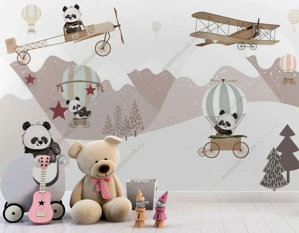 Фотообои в интерьере панды в горах  14-613 фото