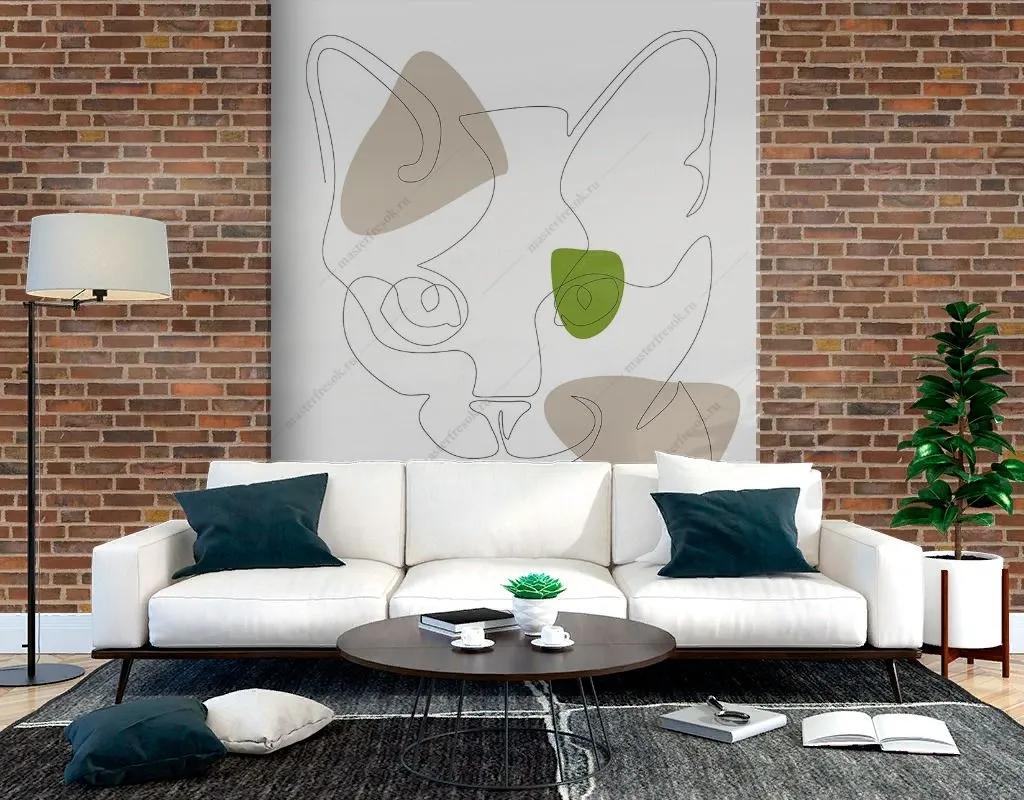 Фотообои в интерьере графика. кот  12-1485 фото