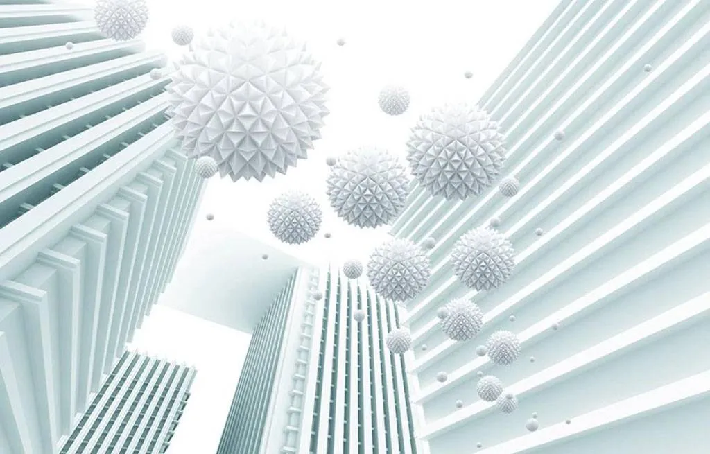 Фотообои в интерьере шары в полете  15-706 фото