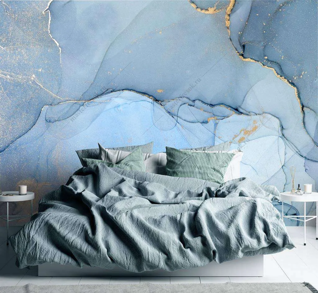 Фотообои Бесшовные обои на стену:  Ярко голубой флюид. Артикул: 9-1328  