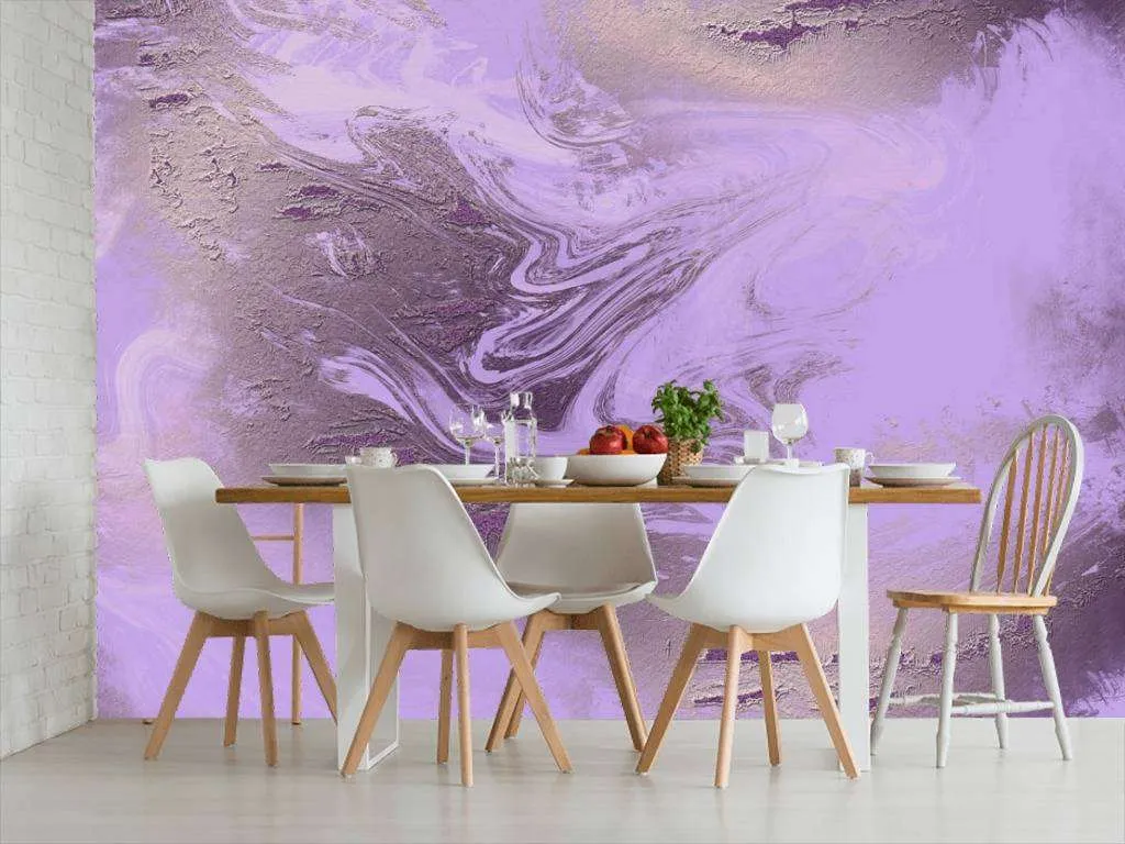 Фотообои в интерьере флюид арт нежная сирень  13-034 фото