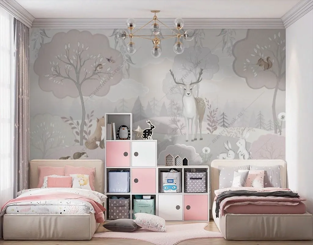 Фотообои Животные лесные на полянке  13-622