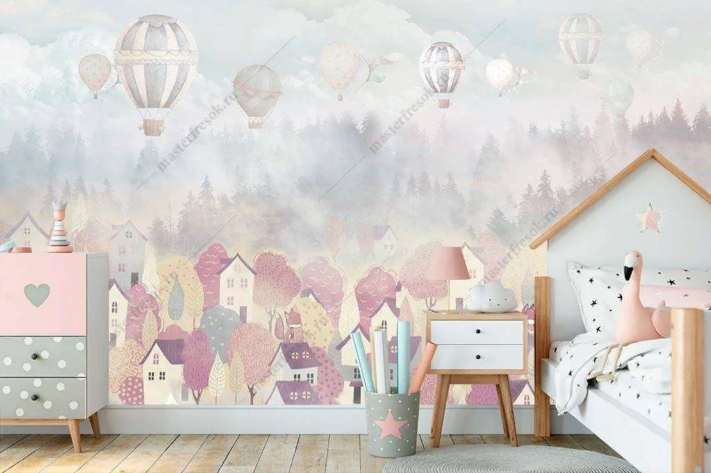 Фотообои в интерьере город для детской  14-109 фото