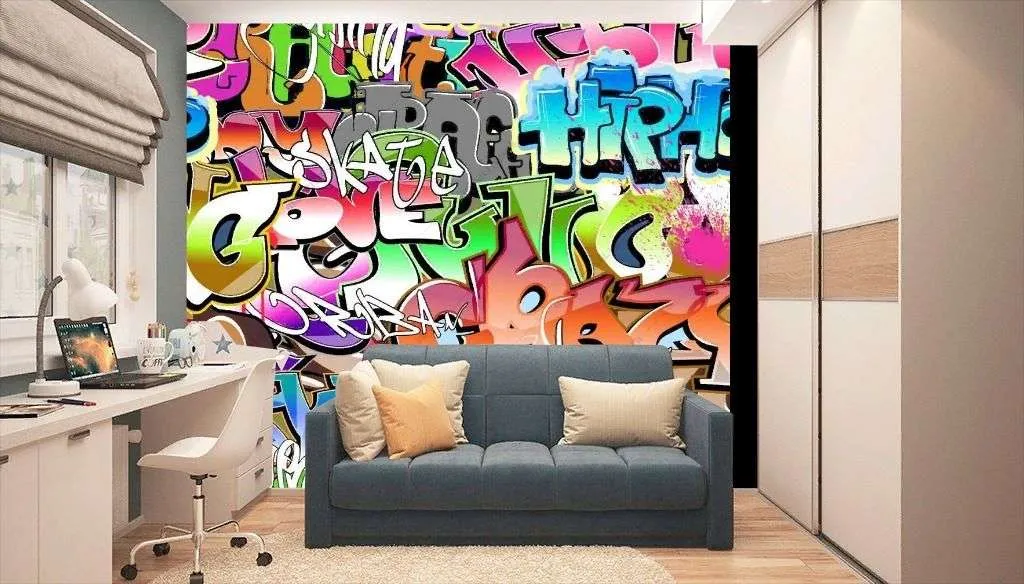 Фотообои в интерьере настенное граффити  12-1285 фото