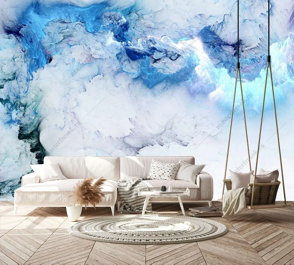 Фотообои в интерьере голубые чернила  9-1451 фото