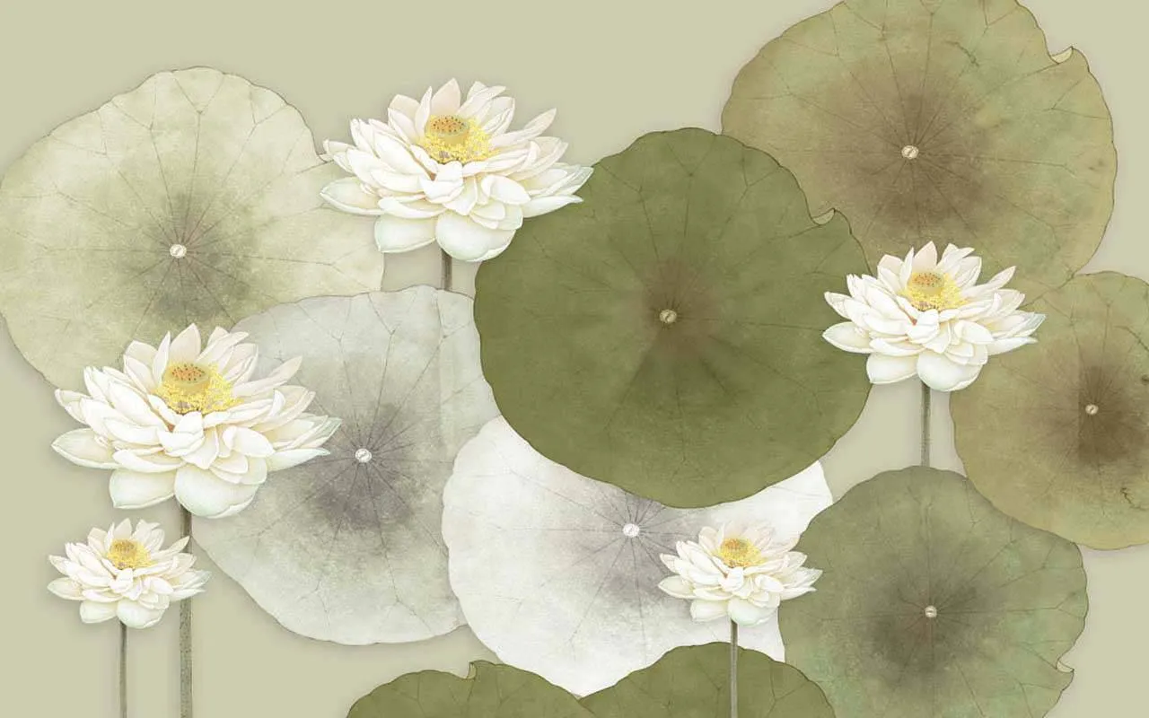 Фотообои в интерьере 3д кувшинки  10-560 фото