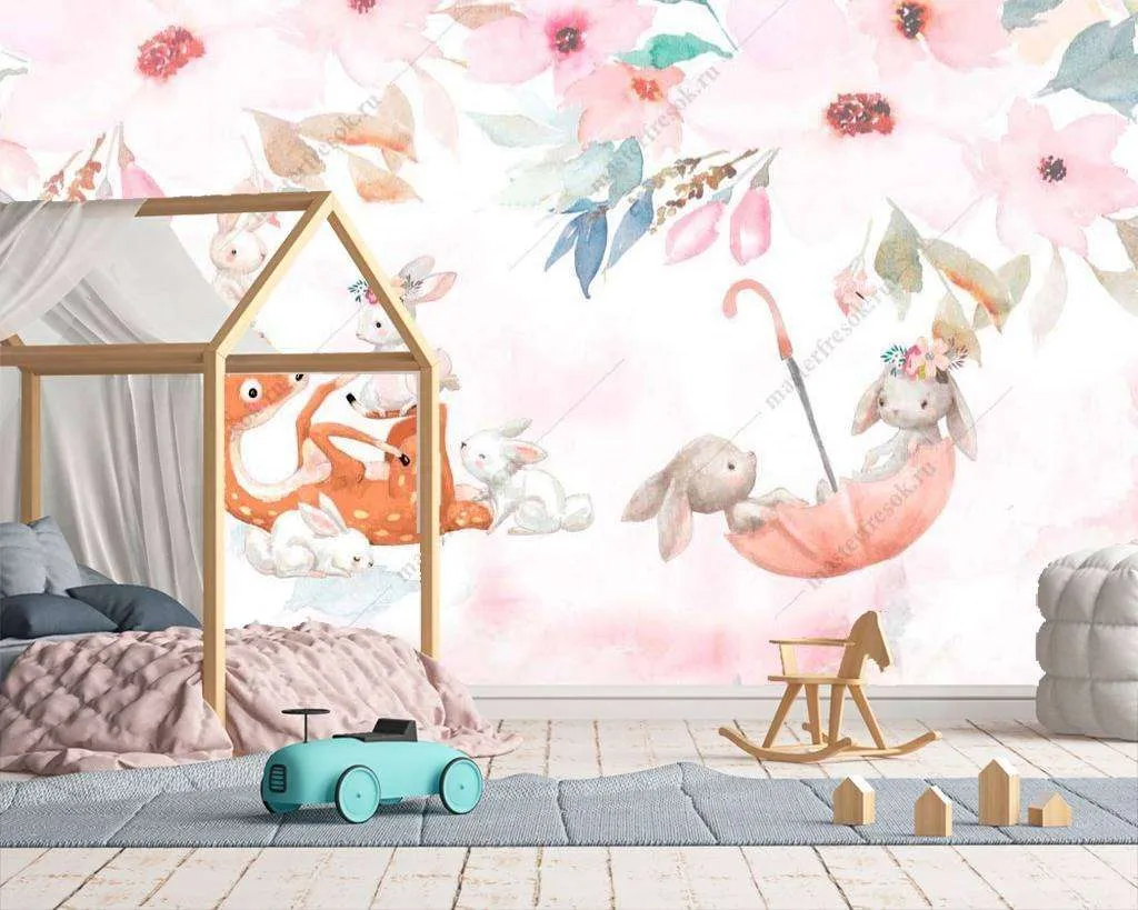 Фотообои в интерьере иллюстрация животные  14-015 фото