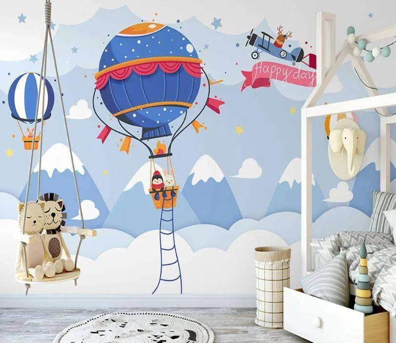 Фотообои в интерьере синий воздушный шар  15-337 фото